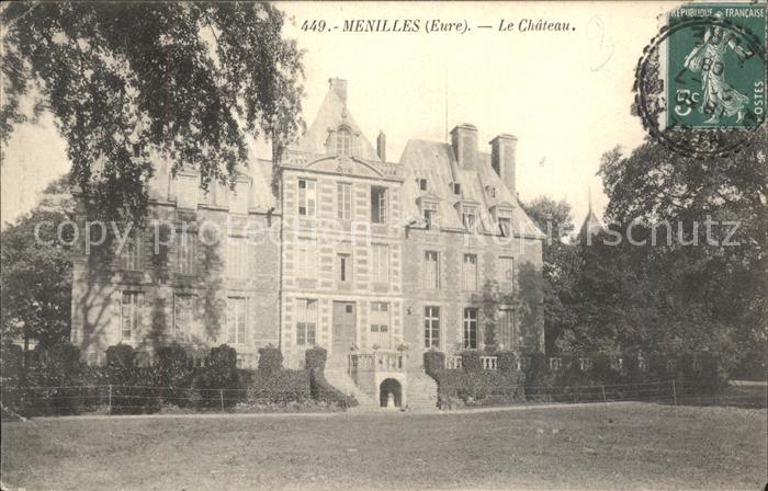 Menilles Chateau Stempel auf AK
