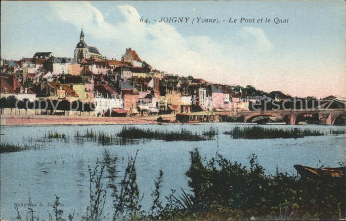 Joigny Yonne Pont et le Quai vue sur la ville Eglise