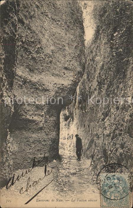 Nice Alpes Maritimes Le Vallon obscur Stempel auf AK