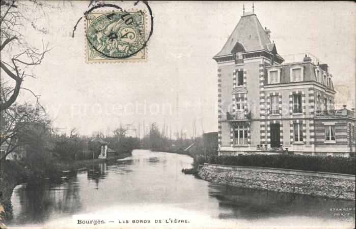 Bourges Les Bords de l'Yevre Stempel auf AK