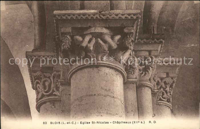 Blois 41 Eglise Saint Nicolas Chapiteaux XIIe si