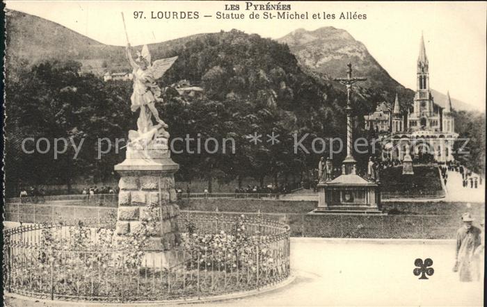 Lourdes Hautes Pyrenees Statue de Saint Michel et les Allees Cr