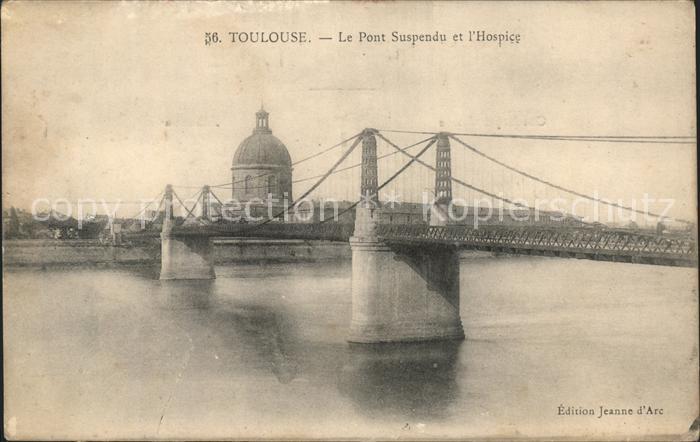 Toulouse Haute-Garonne Pont Suspendu et l_Hospice Hängebrücke