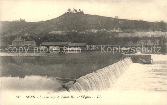 Sens 89 Barrage de Saint Bon et l'Eglise