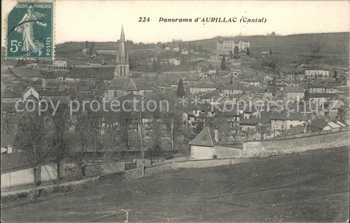 Aurillac Vue panoramique Eglise Stempel auf AK