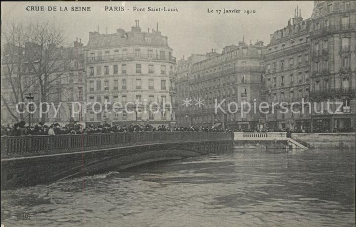 Paris Crue de la Seine Pont Saint Louis Janvi