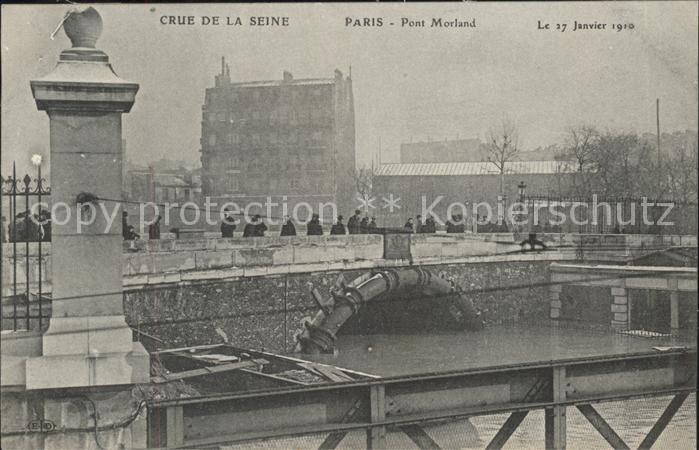Paris Crue de la Seine Pont Morland Janvier 1