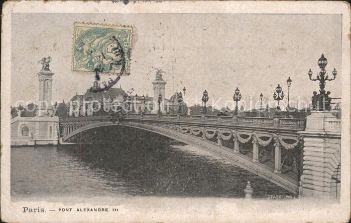 Paris Pont Alexandre III Stempel auf AK