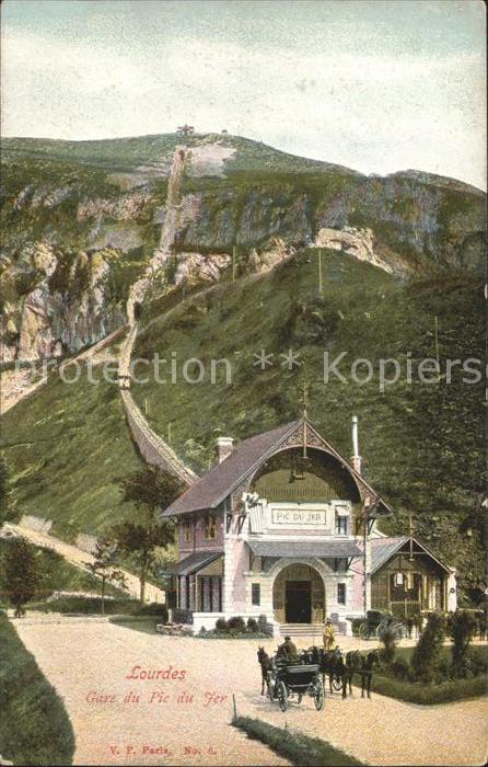Lourdes Hautes Pyrenees Gare du Pic du Fer Pferdekutsche