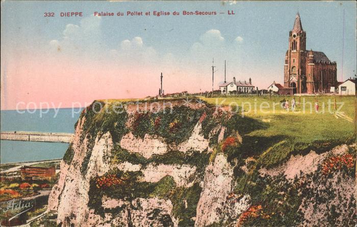 Dieppe 76 Falaise du Pollet et Eglise du Bon Seco