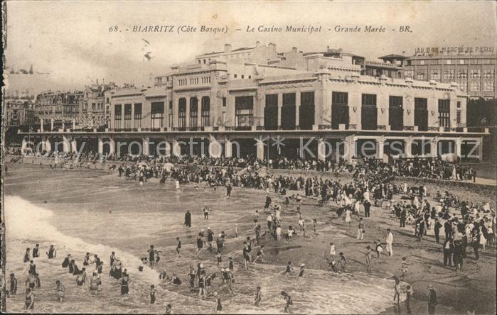 Biarritz Pyrenees Atlantiques Le Casino Municipal Plage Grande Maree