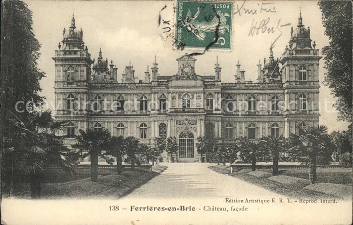 Ferrieres-en-Brie Chateau facade Stempel auf AK