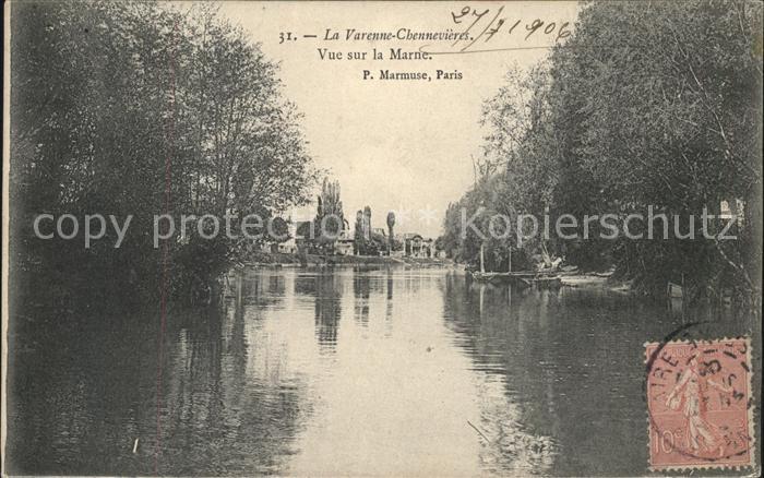La Varenne-Chennevieres Vue sur la Marne Stempel auf AK