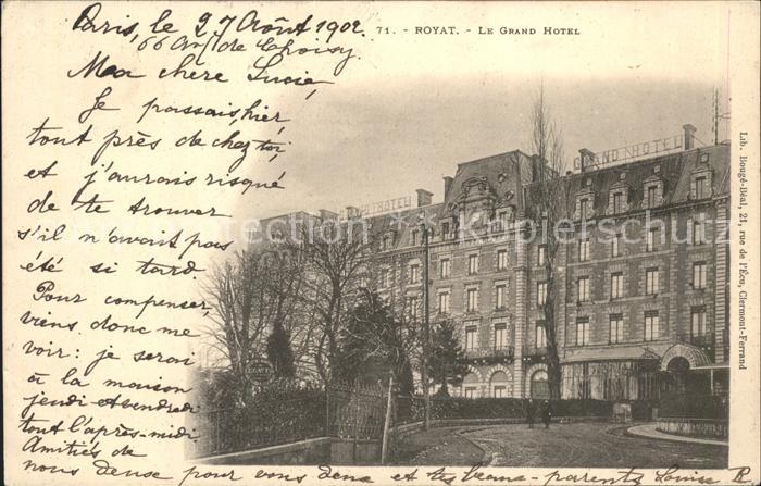 Royat Puy de Dome Le Grand Hotel