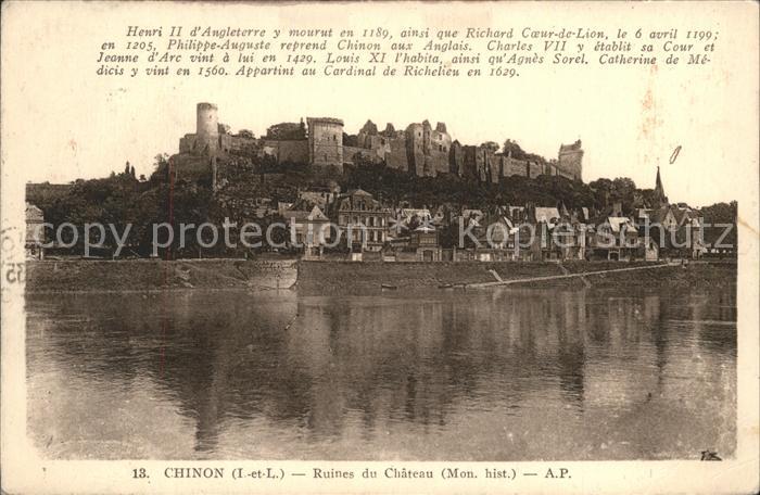 Chinon Indre et Loire Ruines du Chateau Monument historique