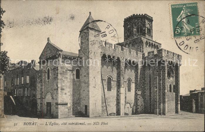 Royat Puy de Dome Eglise Stempel auf AK