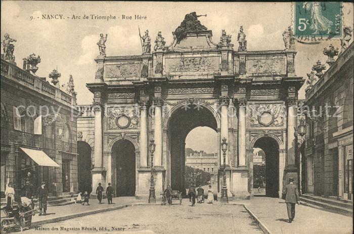 Nancy Lothringen Arc de Triomphe Rue Here Stempel auf AK