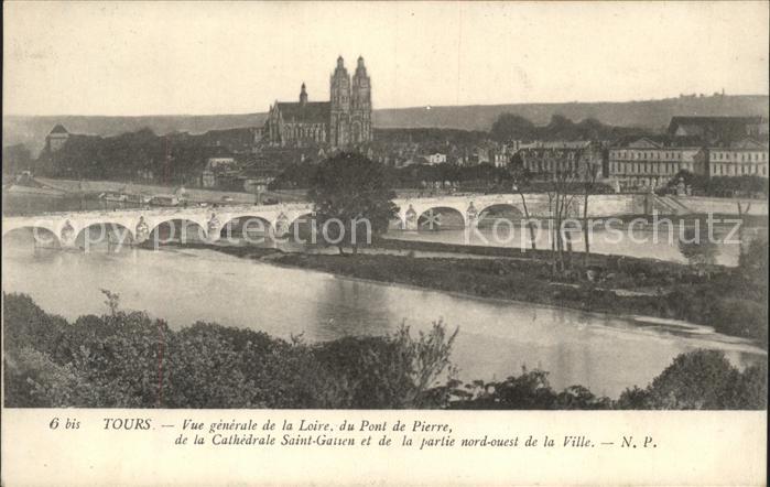 Tours Indre-et-Loire Vue generale de la Loire Pont de Pierre