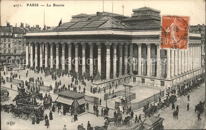 Paris La Bourse Pferdekutsche Stempel auf AK