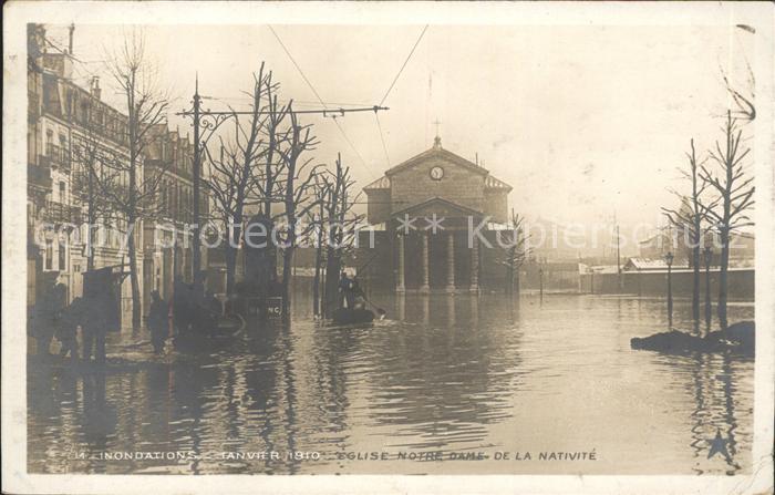 Paris Inondation 1910 Eglise Notre Dame