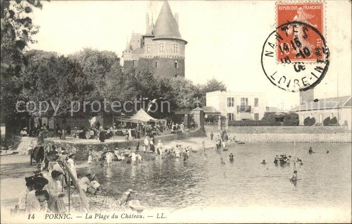 Pornic Plage du Chateau Stempel auf AK