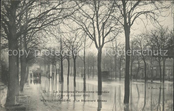 Neuilly-sur-Seine Boulevard Bineau Inondations 1910