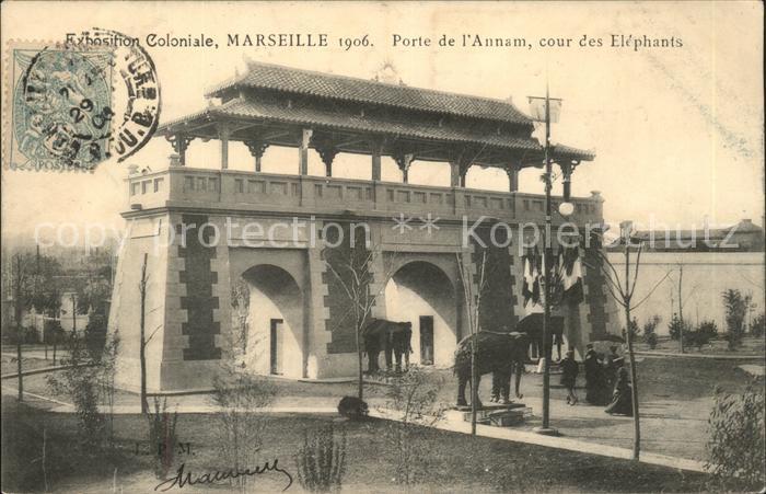 Exposition Coloniale Marseille 1906 Porte de l'Annam cour des Elephants