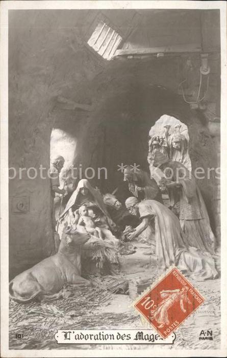 Foto AN Paris (Noyer) Nr. 101 Adoration des Mages Christkind Kuh