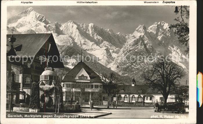 Foto Huber H. Nr. 414 Garmisch Marktplatz Zugspitzengrupp