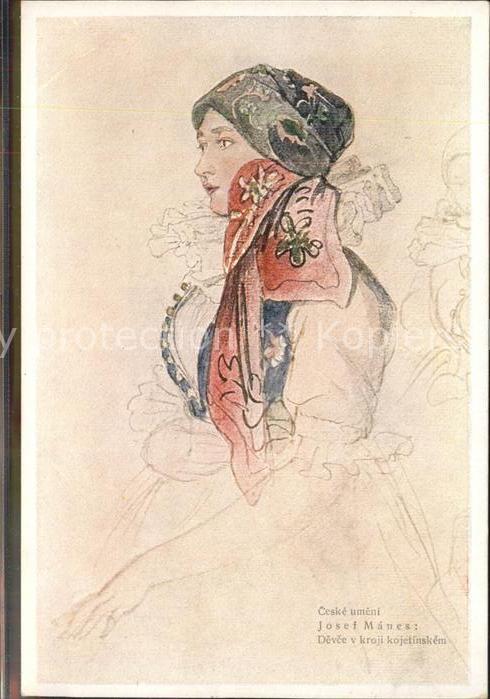 Kuenstlerkarte Josef Manes Ceske umeni  Devce v kroji