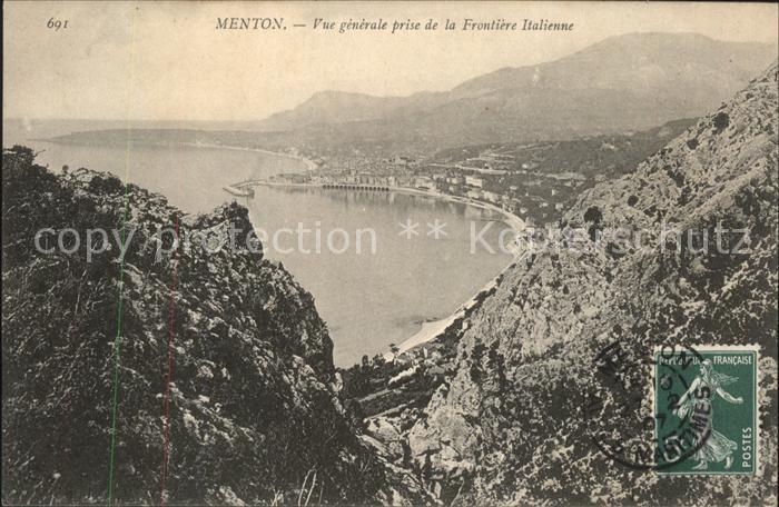 Menton Alpes Maritimes prise de la Frontiere Italienne