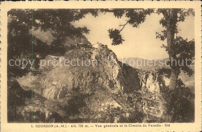 Gourdon Alpes-Maritimes Vue generale Chemin du Paradis