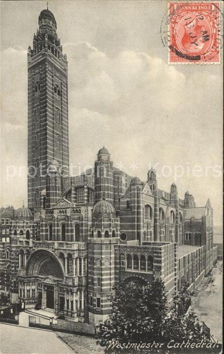 London Westminster Cathedral Stempel auf AK