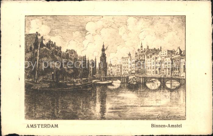 Amsterdam Niederlande Binnen Amstel Kuenstlerkarte