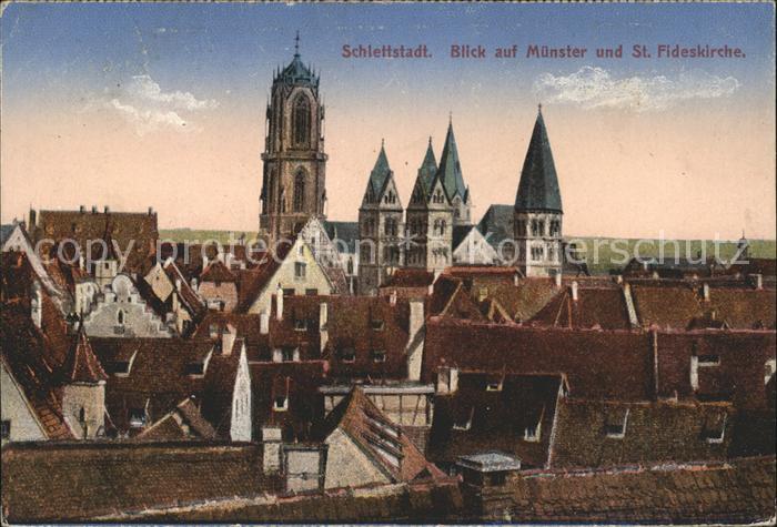 Schlettstadt Blick auf Münster und St Fideskirche