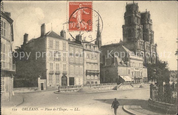 Orleans Loiret Place de l'Etape Stempel auf AK