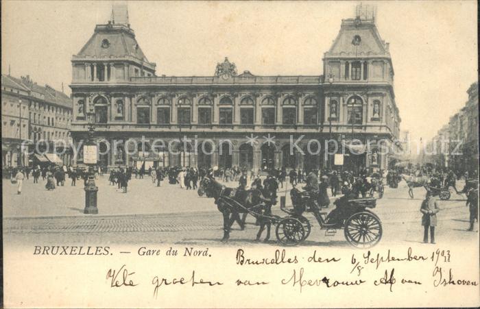 Bruxelles Bruessel Gare du Nord Pferdedroschke