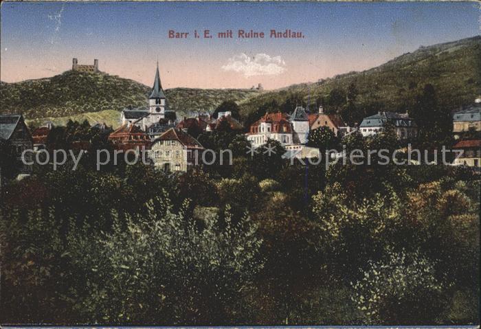 Barr Bas-Rhin Ortsansicht mit Kirche und Ruine Andlau