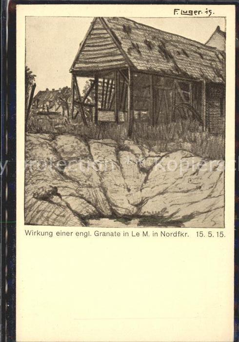 Le Maisnil Granateinschlag Weltkrieg Künstlerkarte