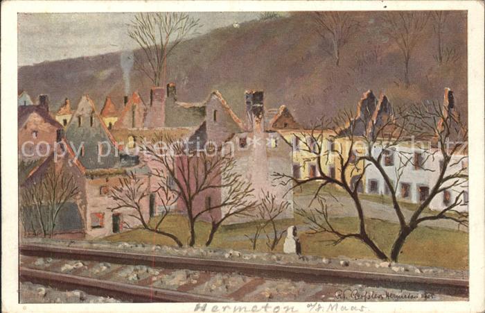 Hermeton-sur-Meuse Trümmer Künstlerkarte
