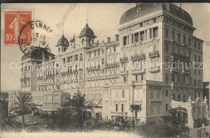 Cannes Alpes-Maritimes Hotel Gallia Stempel auf AK