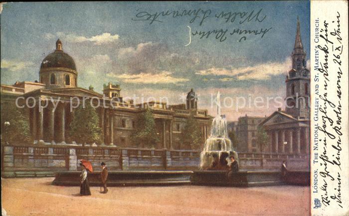 London National Gallery and St. Martins Church Fontaine Oilette Tucks No. 770