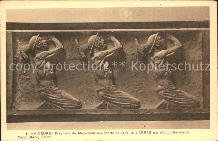 Arras Pas-de-Calais Mineurs Fragment du Monument aux Morts