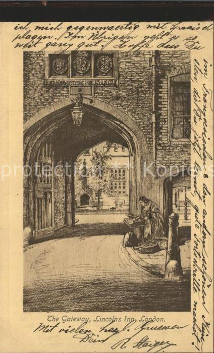 London The Gateway Lincolns Inn Kuenstlerkarte