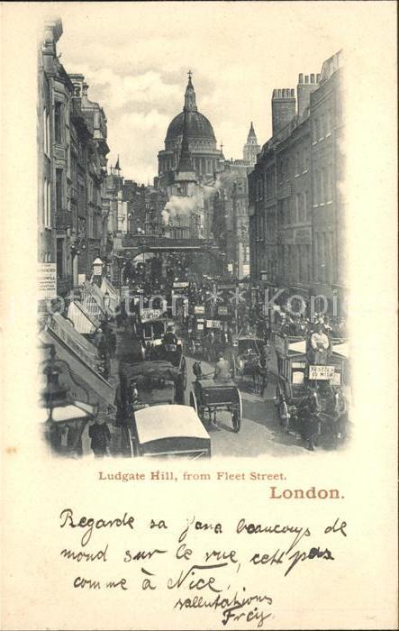 London Ludgate Hill from Fleet Street Traffic