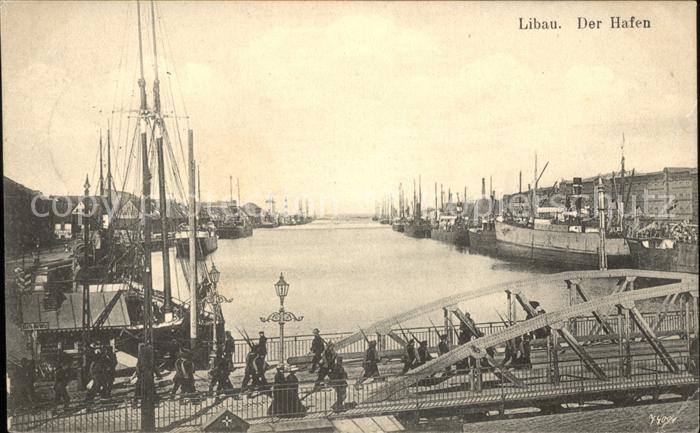 Libau Liepaja Hafen Schiffe Brücke Schiffspost