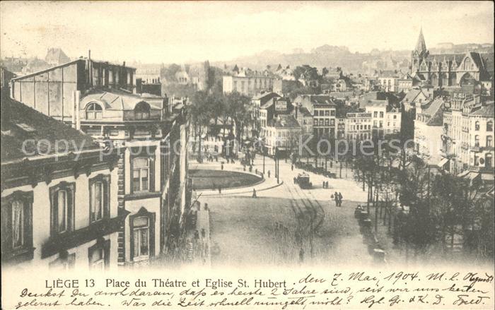Liege Luettich Place du Theatre et Eglise St. Hubert