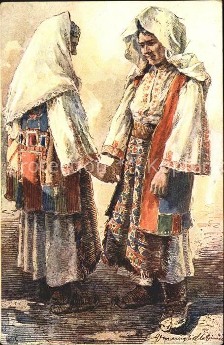 Jugoslawien Yugoslavie Costumes Yougoslaves Kuenstlerkarte V. Meneghello Dincic