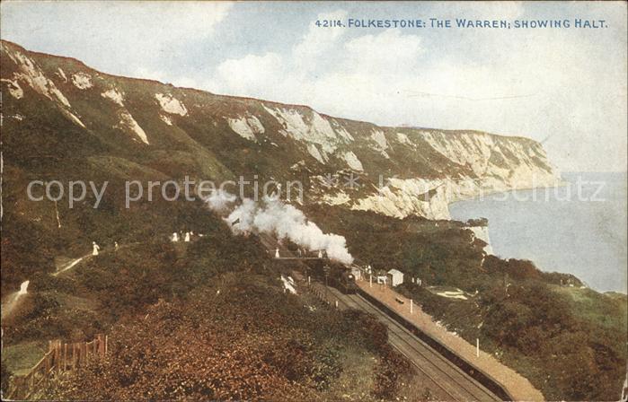 Folkestone The Warren Showing Halt Eisenbahn Dampflokomotive