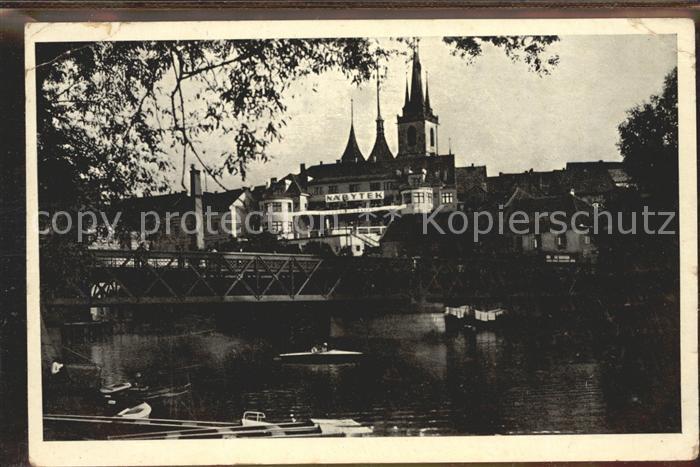 Louny Brücke Kirche Boot
